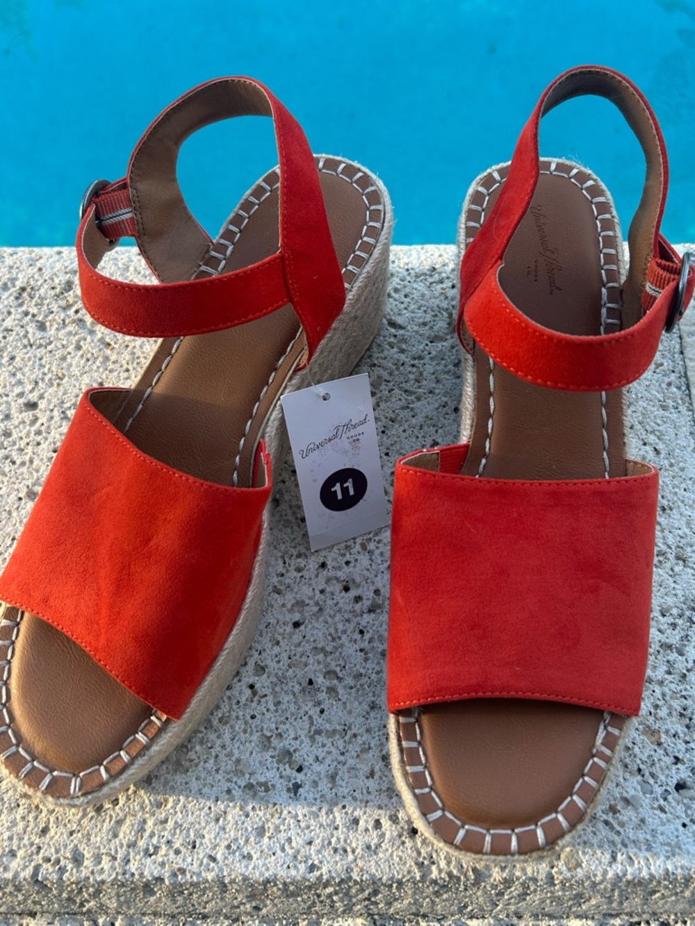 Morgan Chunky Platform Espadrille Sandals Universal Thread bright orange size 11